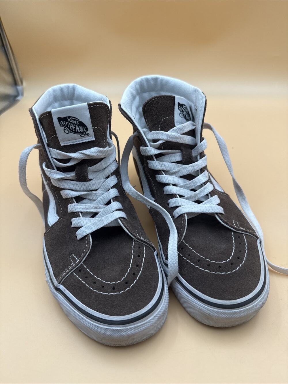 VANS Sk8-Hi Men's Suede High Top Lace Up Sneakers Y2K Brown/White Outsole Sz 7.5